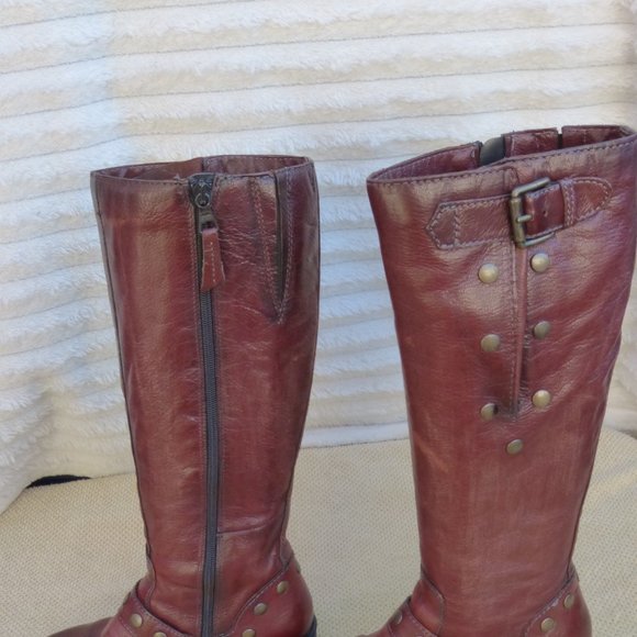 SOLD MJUS RUSTIC BROWN TALL LEATHER BOOTS SZ 36 - Picture 7 of 13